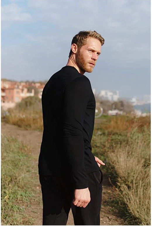 100% Merino Wool Thermal Underwear Men Merino Wool Base Layer Shirt 240G Winter Warm Wicking Breathable Anti-Odor USA Size