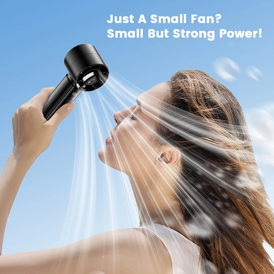coldSky Handheld Mini Fan 4000mAh Battery Portable Rechargeable Fan with LED Display 5 Speed Turbo Fan for Beach Travel Vacation
