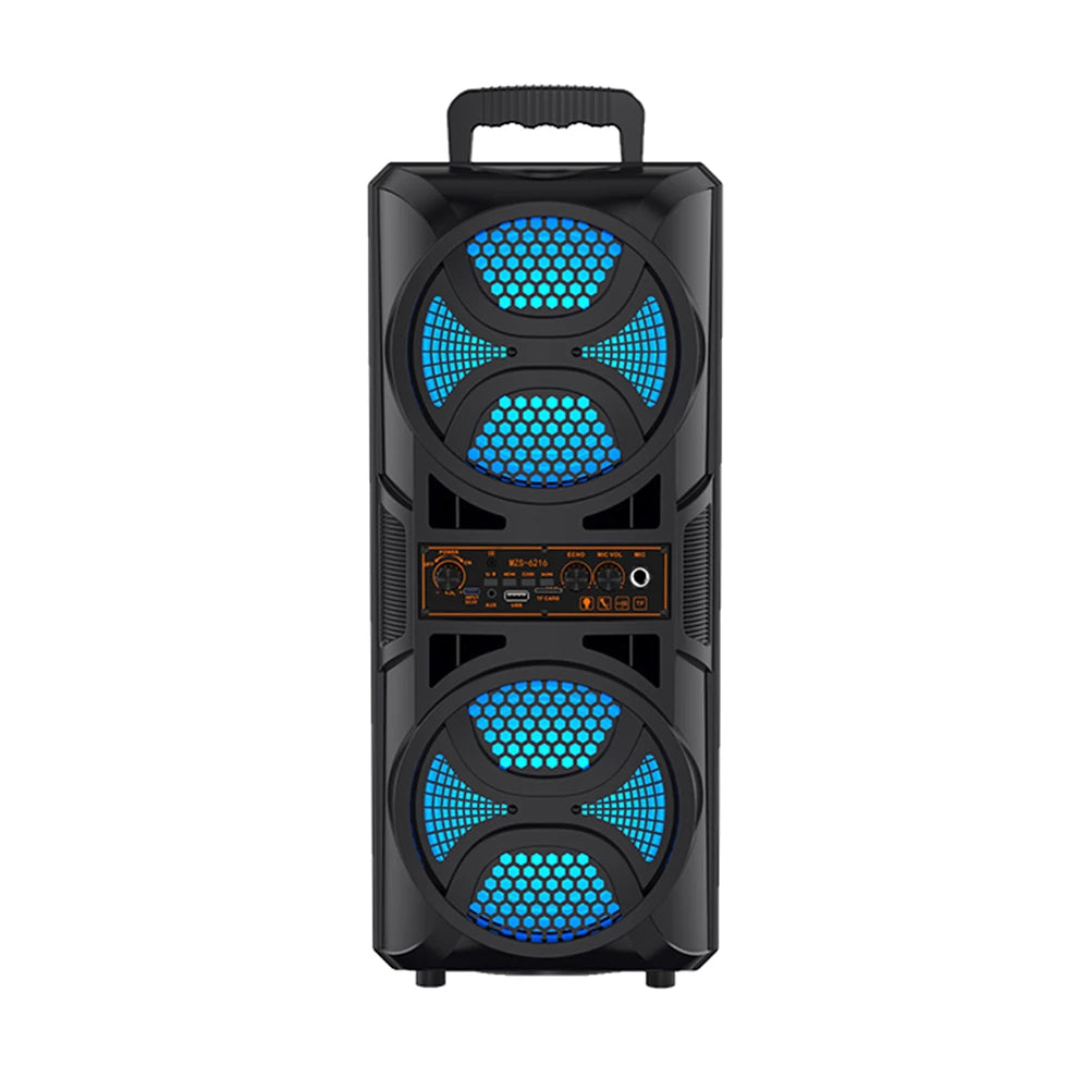 Bluetooth-Compatible Speaker Wireless Stereo Speaker with Double Subwoofer Deep Bass Lights Outdoor Speaker for Home Party Gift