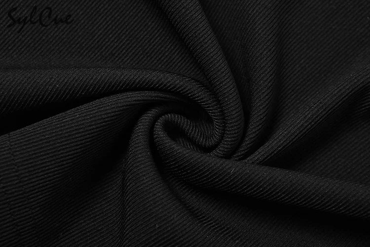 Sylcue Black Mysterious Sexy Lace Stitching Mature Beautiful Sweet Gentle Women'S Winter Long Sleeve Hip Short Dress
