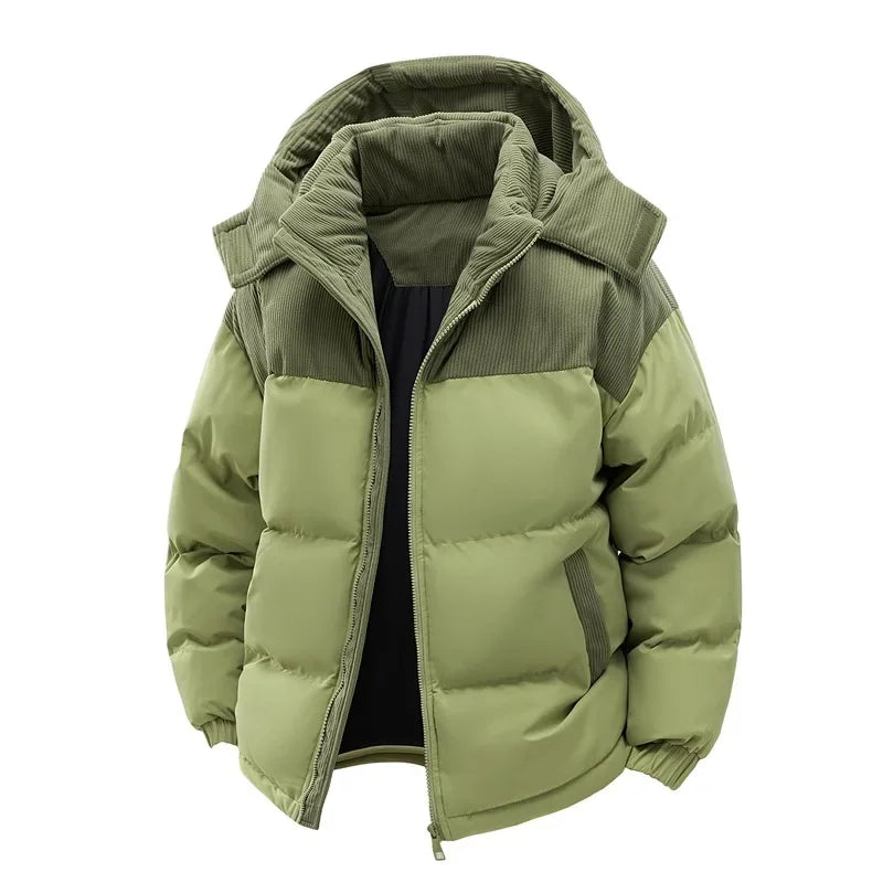 Men's Winter Jacket Hooded Casual Warm Cotton Jacket Thickened Fleece Lined Zipper Front Parka Winter Cold-Proof Coat Male 2026