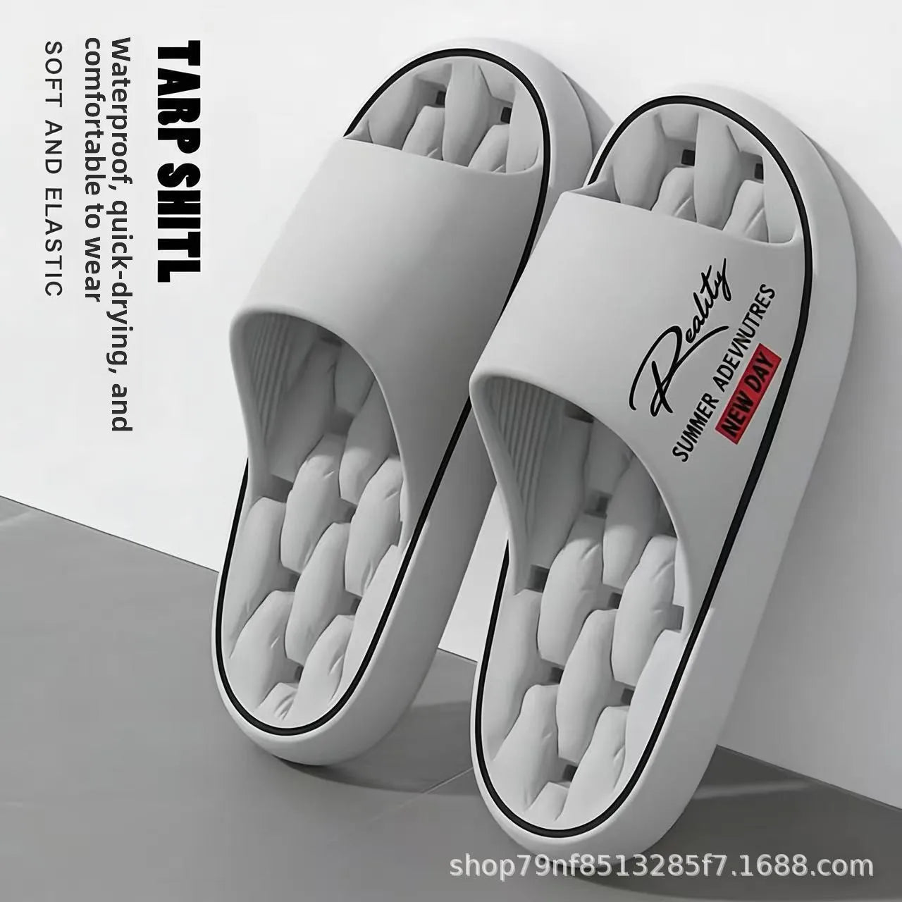 New Summer Thick Bottom Slippers Indoor Home Bathing Anti-slip Couple Outdoor Wearable Slip-On Shoes Men's Comfortable Massag...