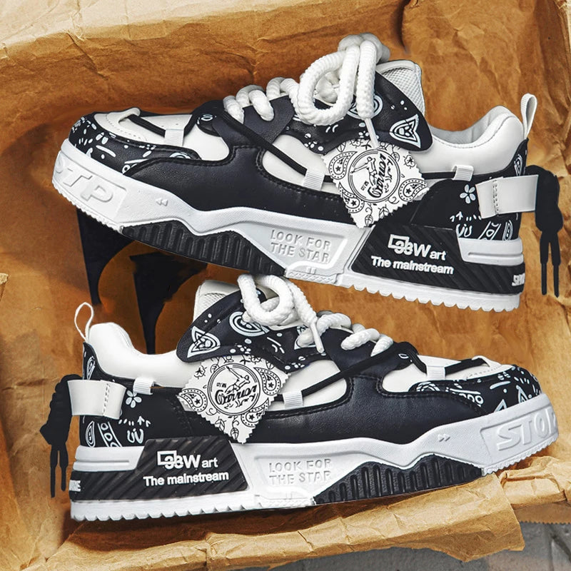 Sports casual shoes, graffiti board shoes, men's casual shoes, all-season shoes, suitable for outdoor hiking, leisure,