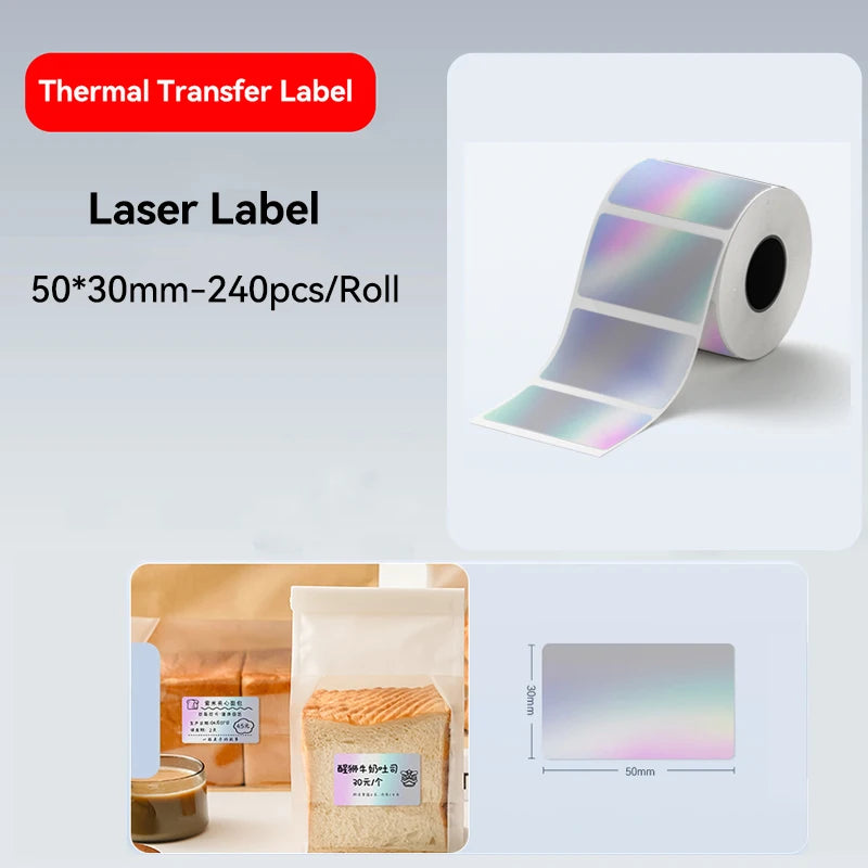 For NiiMBOT M2 Transfer Label Printer White Transparent Dazzling Color Label Sticker Paper Adhesive for Office/Outdoor Keep Long