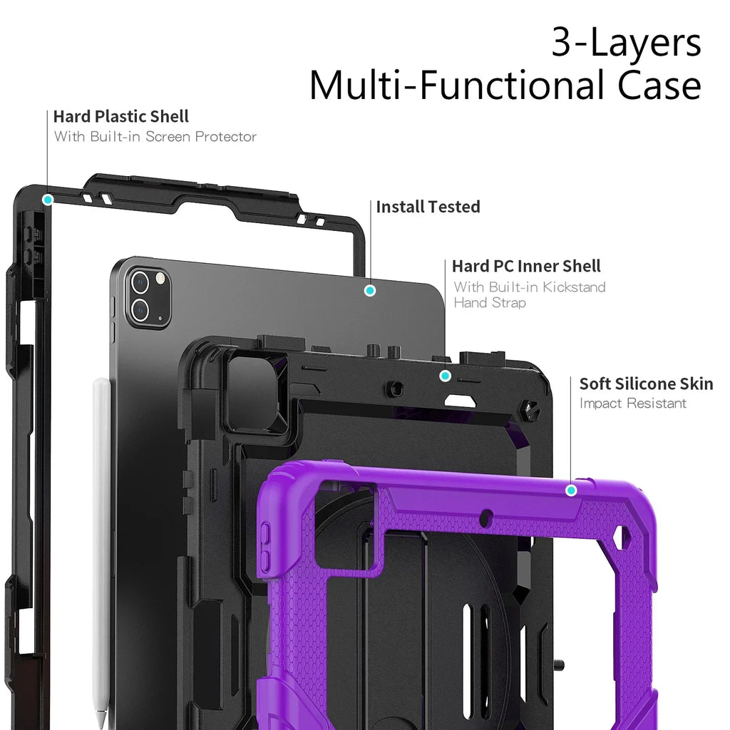 360 Rotation Kids Stand Tablet Case for 2026 New IPad Air 8 M4 11 13 inch , For iPad A19 12th 11th 10th A16 Air 7 6 M3 M2 Cover
