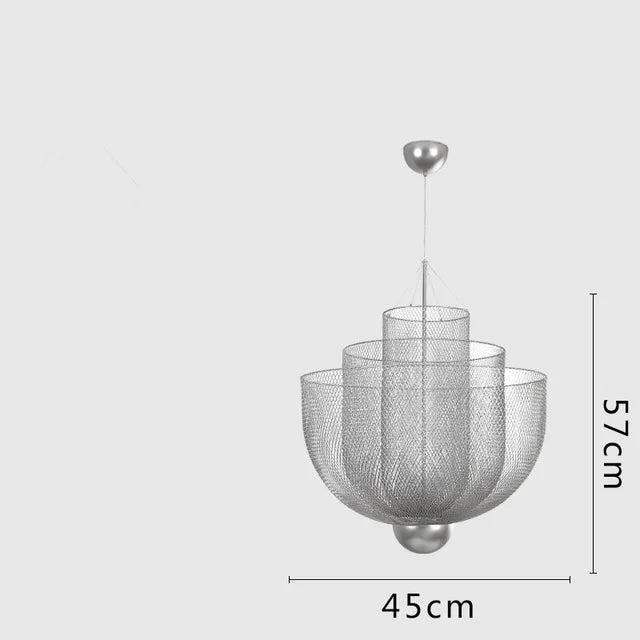 Modern Ceiling Chandeliers Dimmable LED Pendant Light Modern Design Metal Grid Meshmatics Dining Hanging Lamp Suspension Fixture