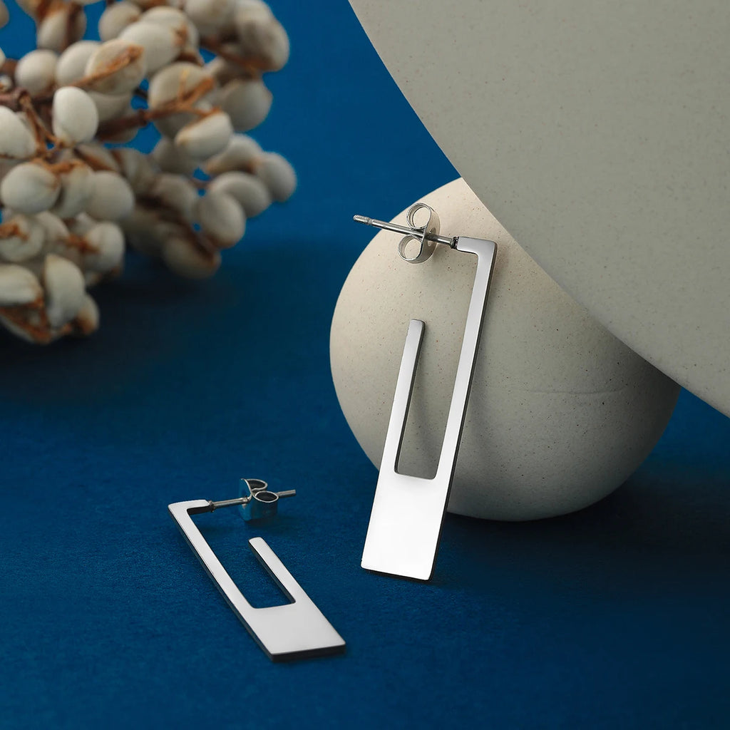 Chandler Rectangle Earring Art Deco Earrings Modern Rectangle Bar Earrings Modern Trending Jewelry for Women