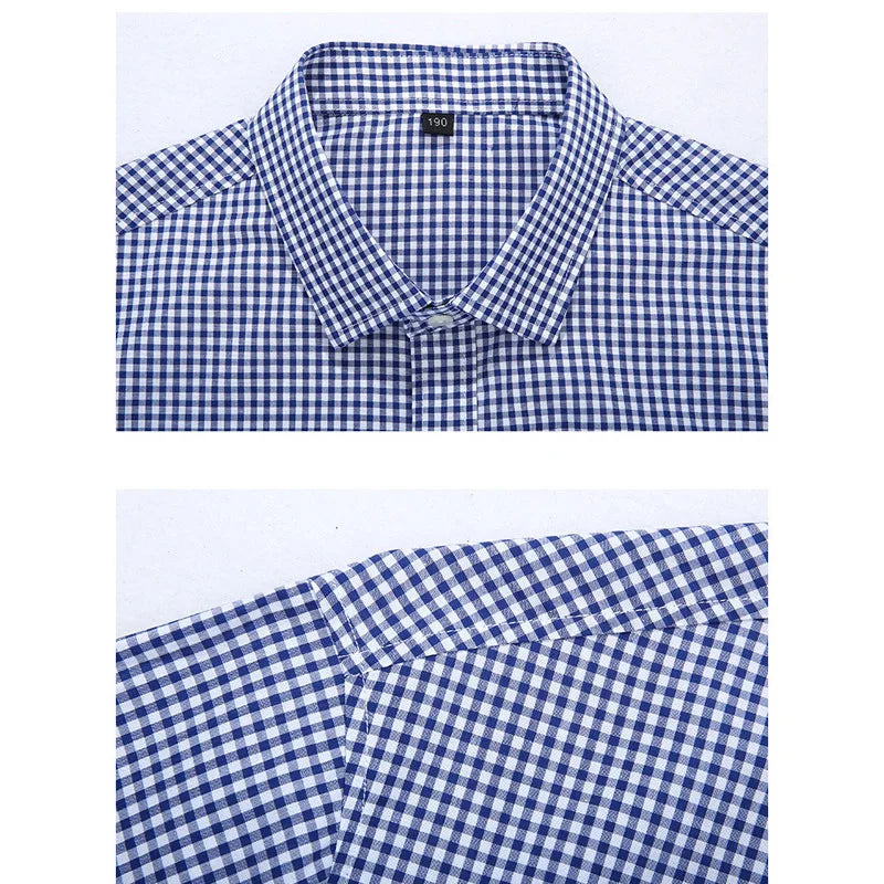 100% Cotton 5XL 6XL 7XL 8XL 12XL Men's Plus Size Shirts Fashion Casual Classic Style Comfortable Plaid Short Sleeve Shirt Male