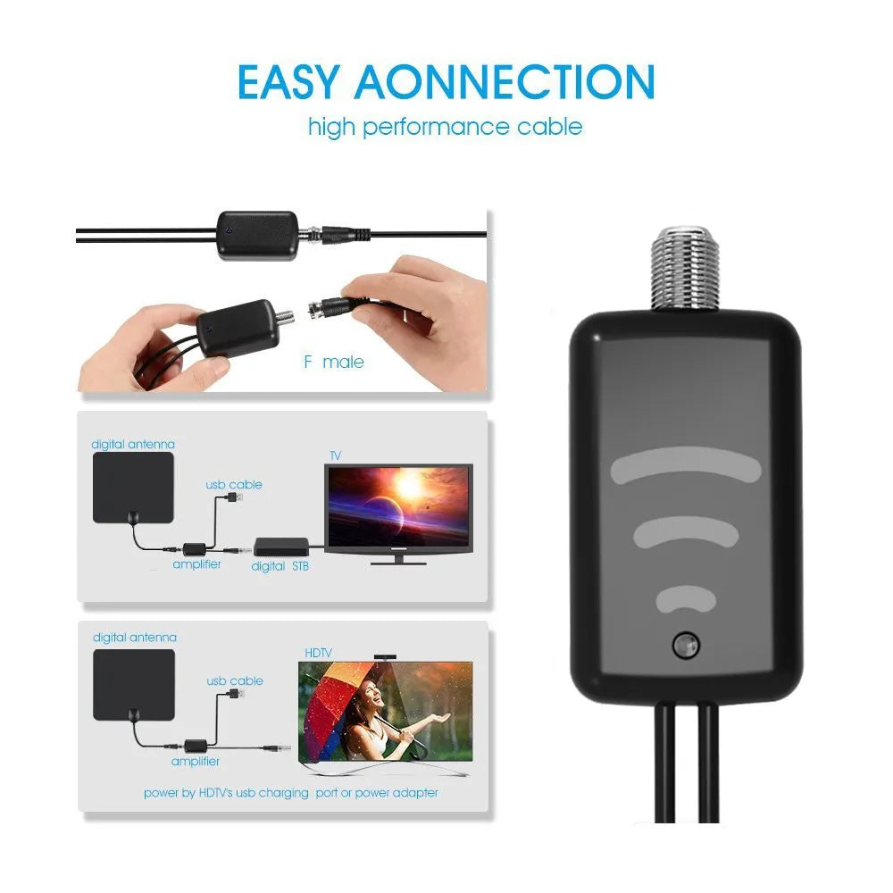 Indoor TV Antenna Amplifier CATV Signal Booster for HD TV Antenna with USB Power Supply Easy Installtion Gain 25dB