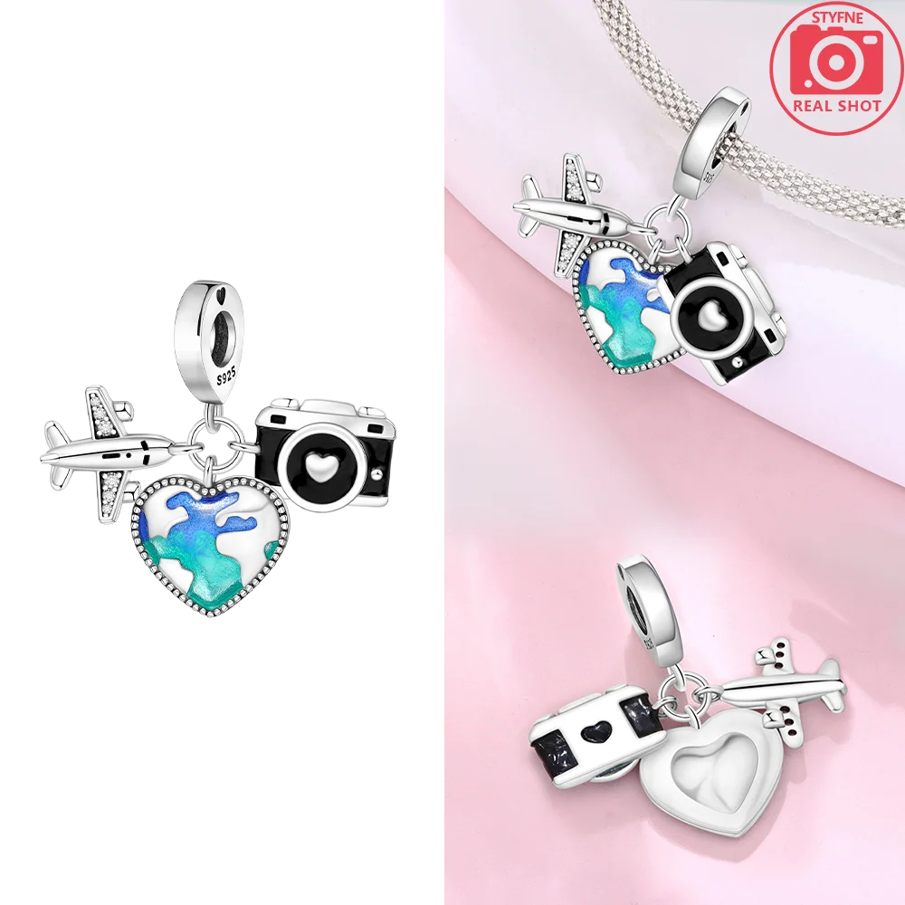 925 Sterling Silver Pink Zircon Love Beads Charms Fit Bracelet Women Jewelry Diy Anniversary Gift Delicate Accessories Bag Charm
