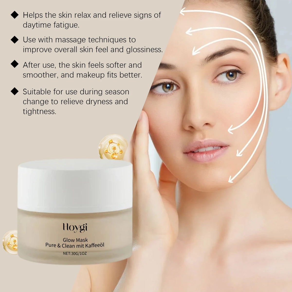 Hoygi Anti-Wrinkle and Firming Serum Moisturizing Facial Rejuvenation Deep Hydration Face Glowing Skin Care Overnight Mask 30g