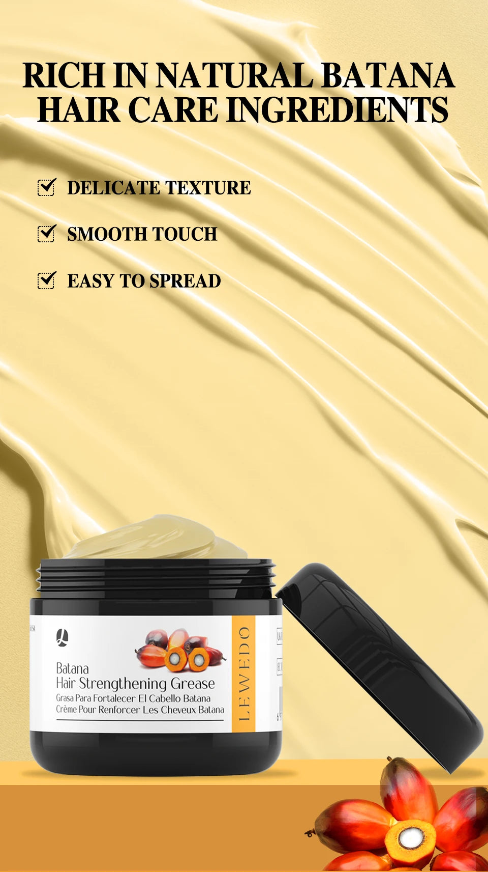 Batana Hair Oil Anti Hair Loss Hair Strengthener Cream Hair Regrowth Deep Moisturizing Nourish Batana Hair Growth Conditioner