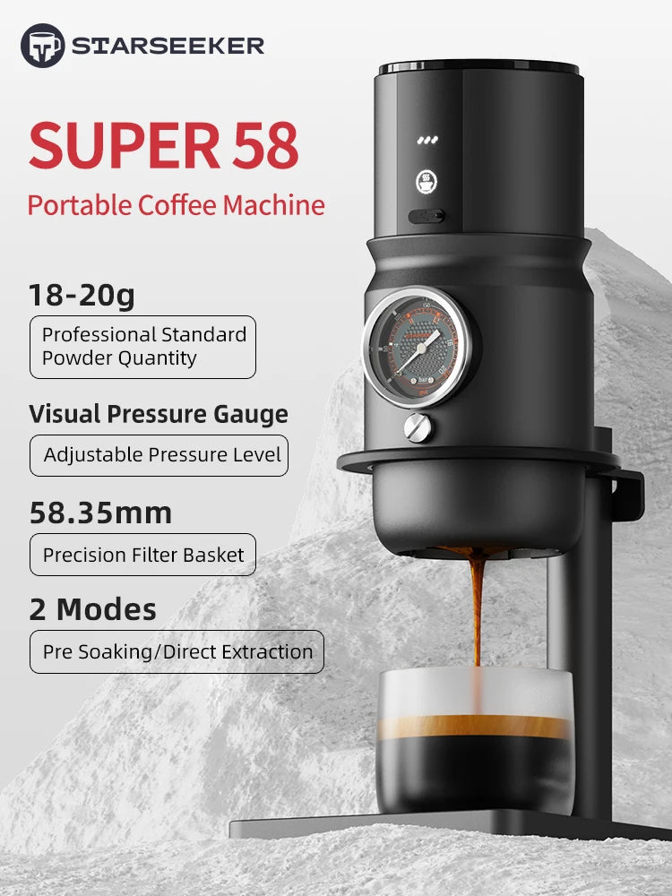 STARSEEKER Super58 Portable Electric Espresso Machine Travel Coffee Maker For Camping Car Coffee Maker With USB-C Bracket Tamper - Beauty
