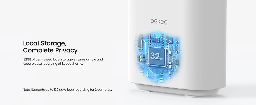 Dekco 3MP Solar Camera System 2 Cam Kit Wireless Cam System Surveillance Wifi PTZ Camera Set with Home Hub Support Alex