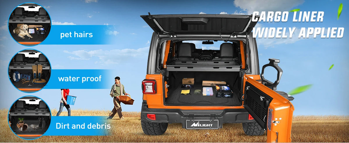 Nilight Rubber Cargo Mats for Cars Trucks SUVs, Universal Trim to Fit for Most Vehicles, All Weather Protection Heavy Duty Cargo Liners