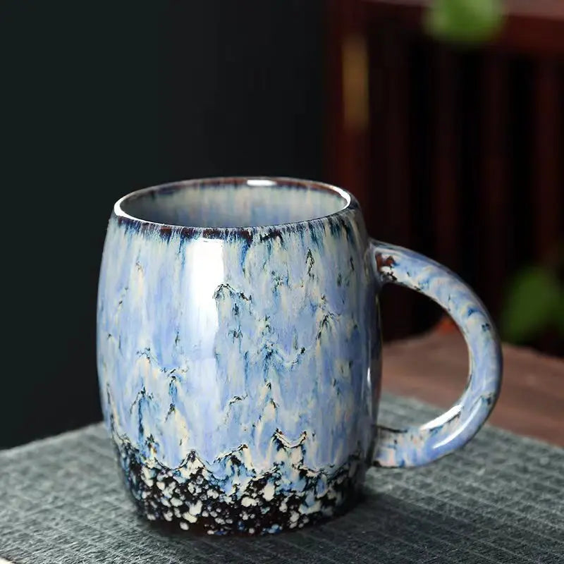 Japanese Style Coffee Cup Creative High-Capacity Kiln Change Ceramic Cup Vintage Household Office Drinkware Milk Mug Water Cup