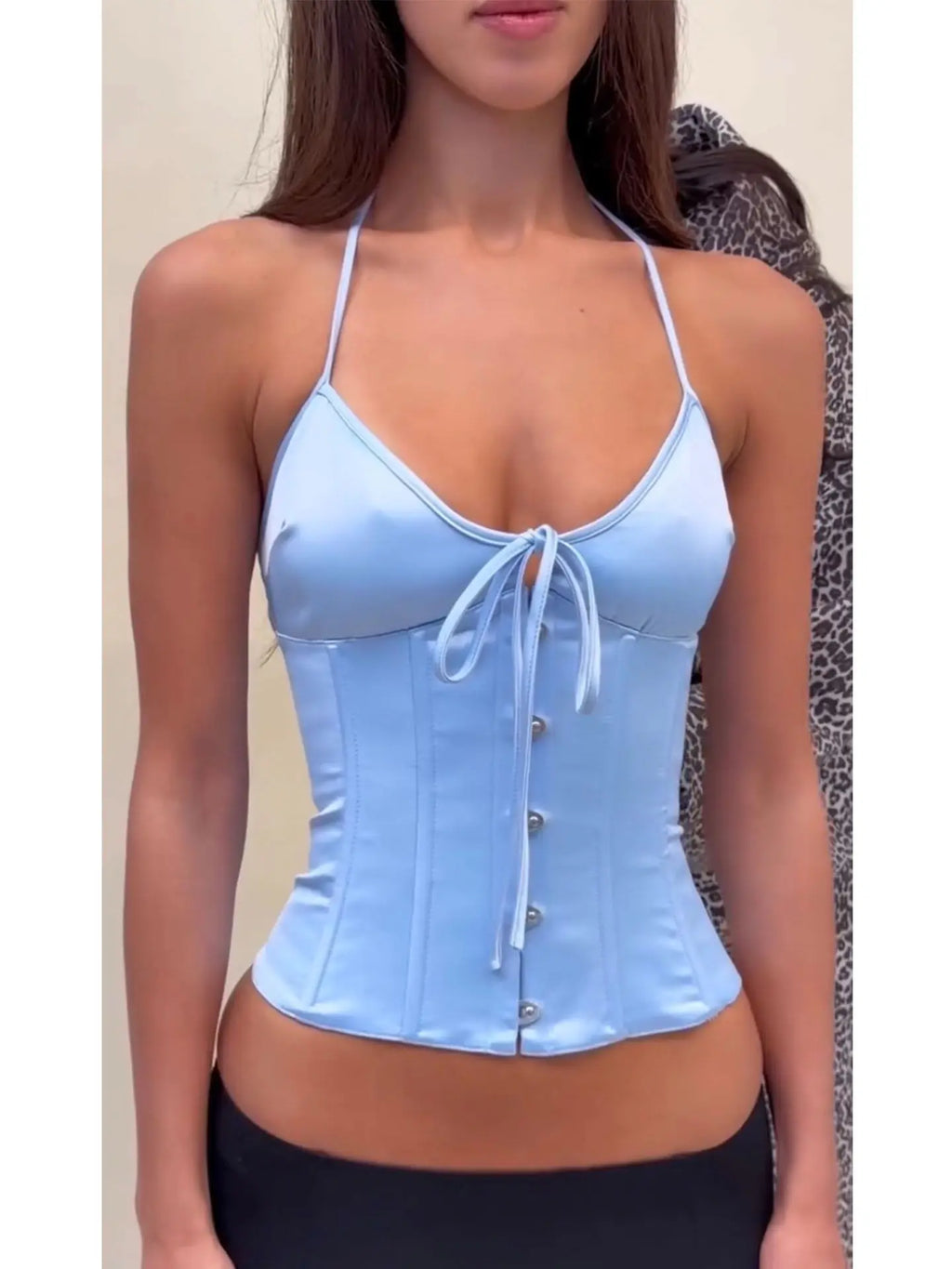 Gz Satin Fishbone Corset Summer Sexy Women's Camisole with V-Neck Design and Adjustable Back Straps for a Slimming and E