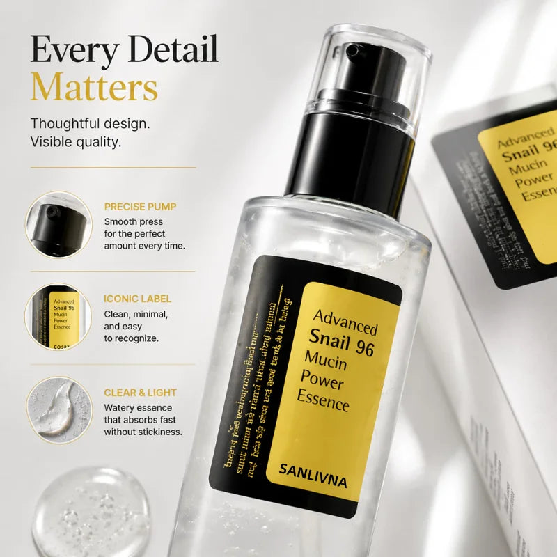 2Pcs Facial Skincare Set,96 Snail Mucin Power Essence & Multi-Active Cream,Face Moisturizer Anti-aging Serum for Dull Skin