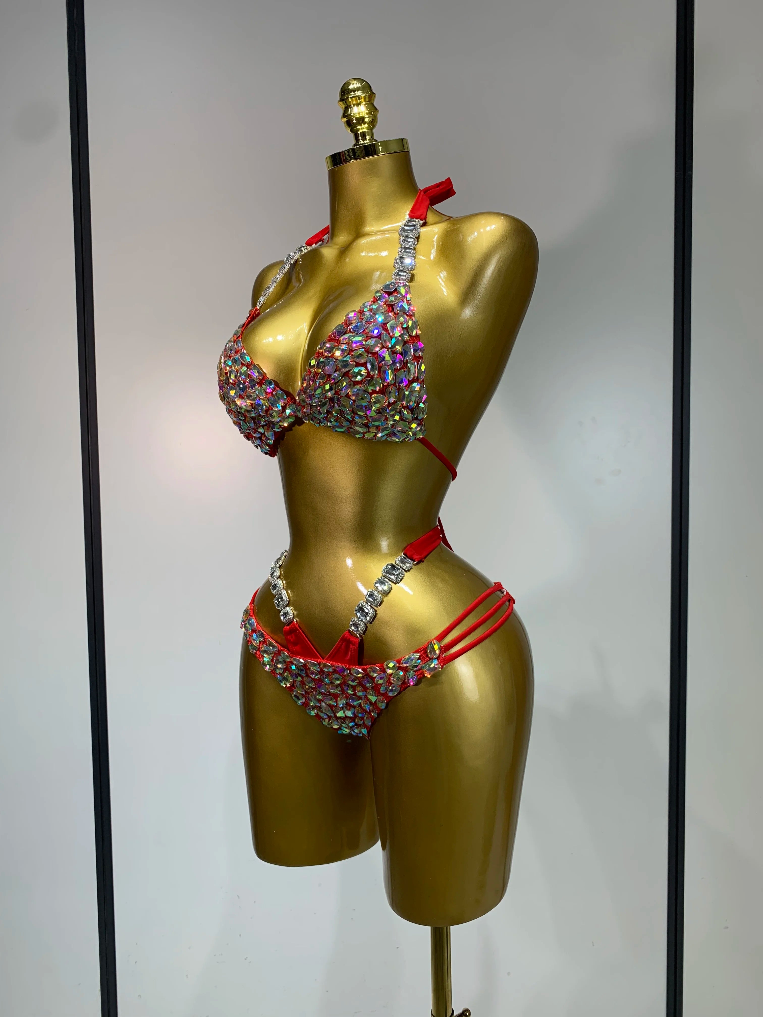 Newest Crystal Bikini Swimwear Fashion Bar Bikini Blingbling Swimwear Bikini Popular Bathingsuit Bikini Nightclub Stage Outfit