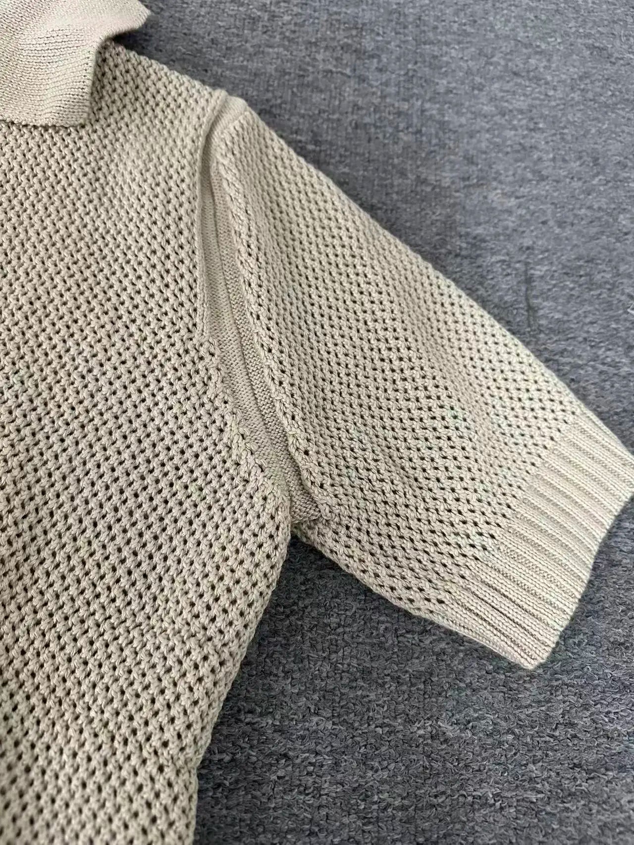 Men's Vintage Knitted Polo Shirt 2025 Summer Short Sleeve Cotton-Blend Breathable Old Money Style Luxury Texture Top