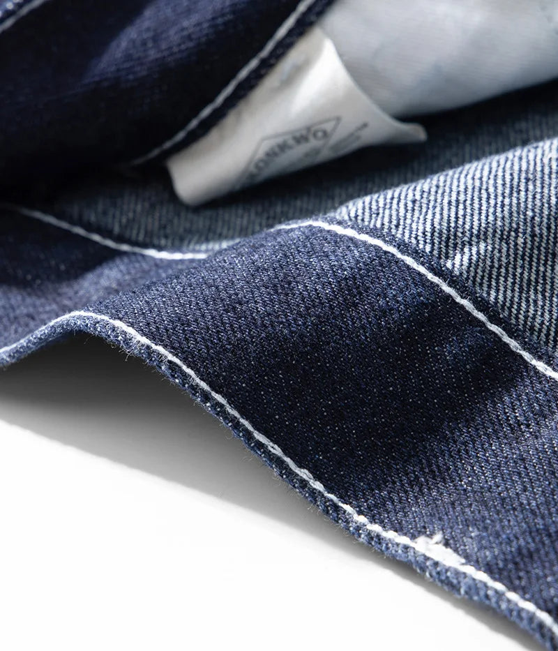 3903 Good Quality Striped Jeans For Man Multi Pockets Cargo Style Straight Casual Loose Trendy Streetwear Boyfriend Denim Pants