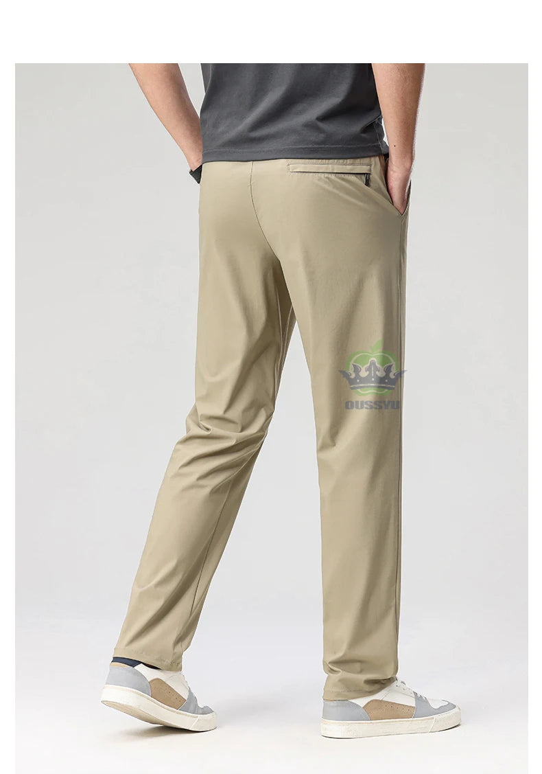 Summer High Stretch Pants Man Thin Elastic Waist Korean Grey Sweatpants Jogging Casual Sports Trousers Male Fashion Luxury Brand