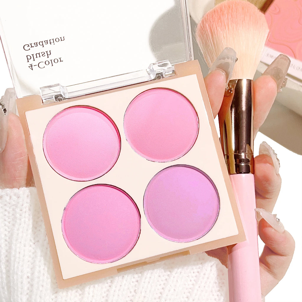 Vibrant Girl Ice Cream Four-Color Blush; Brightening, Natural Bare Makeup Effect, Pigmented, Matte, Fine Texture