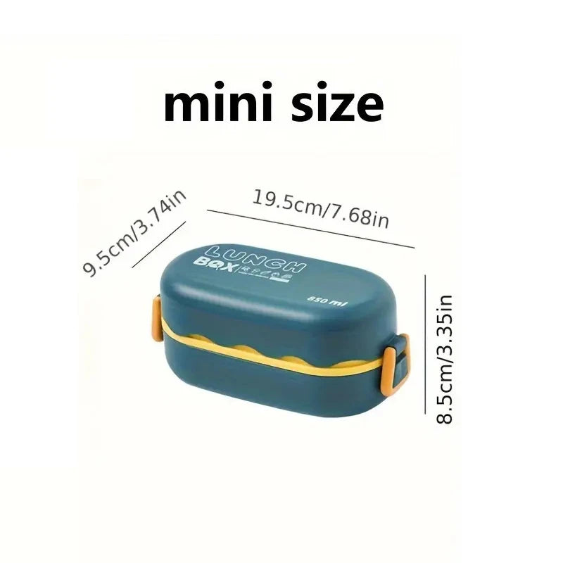 850ML Portable Double-layer Lunch Box Microwavable Bento Box With Tableware Sealed Leak-proof Food Storage Container