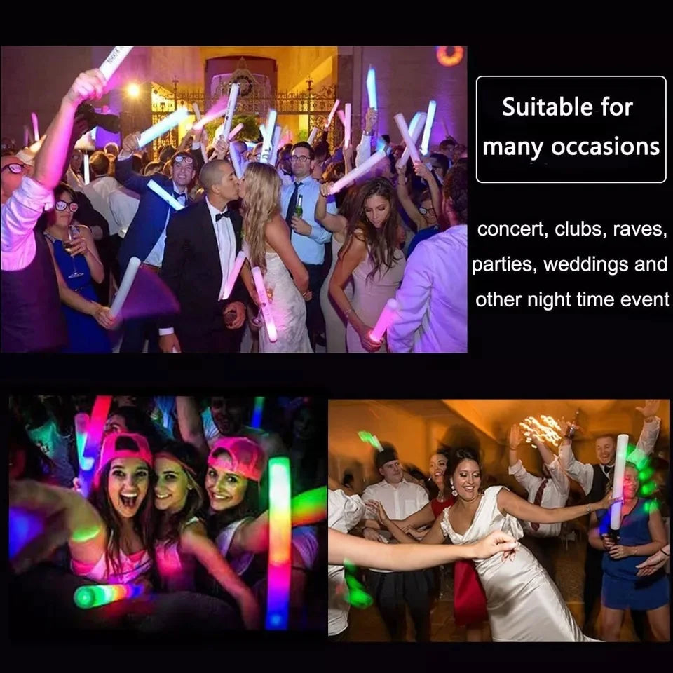 Glow Sticks Bulk 100Pack LED Light Up Foam Sticks 3 Modes Color Flashing,Glow Party Supplies for Wedding Birthday Concert
