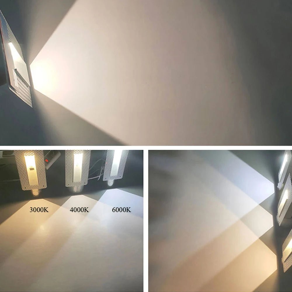 Embedded Frameless LED Step&Stair Wall Lamps 3W Motion Sensor Indoor Bedroom Ladder Foyer Corner Intelligent NightLight 100-240V
