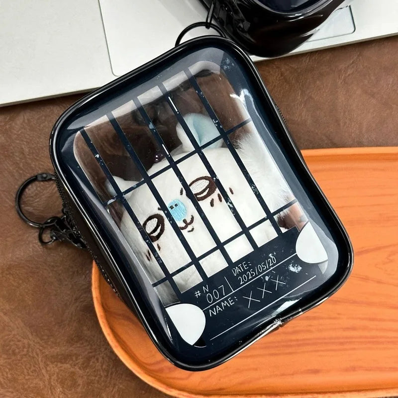 New Fun Creative Prison-themed Itabag Transparent Case For 13cm Doll Portable Clear Keychain Gift Box Collectibles Storage Pouch