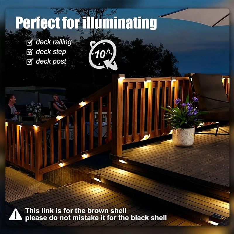 4-12Pcs Solar Deck Lights Outdoor Waterproof LED Fence Lights Step Garden Decorate Lamp for Patio Stairs Railing Pathway