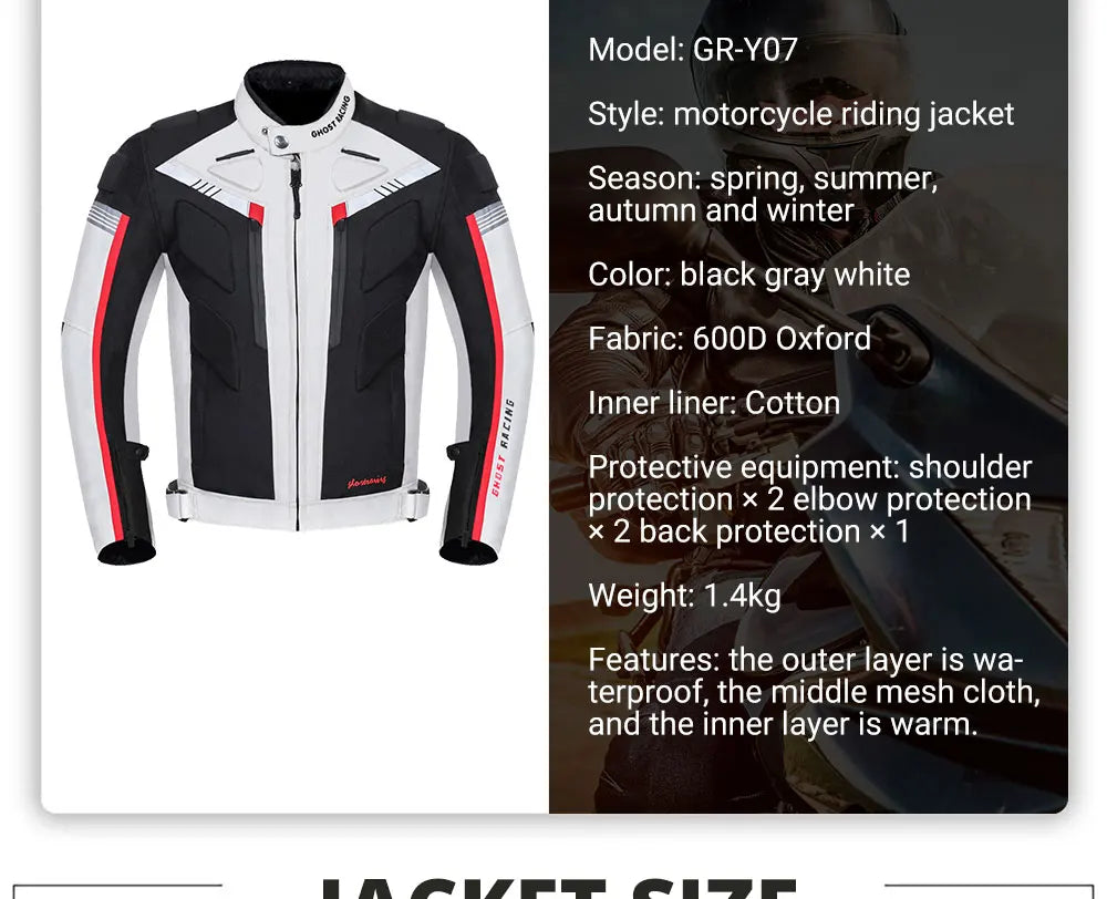 Motocross Jacket Cold-proof Waterproof Motorcycle Jacket Men Chaqueta Moto Protective Gear Motorbike Riding Jacket fit 4 Seasons