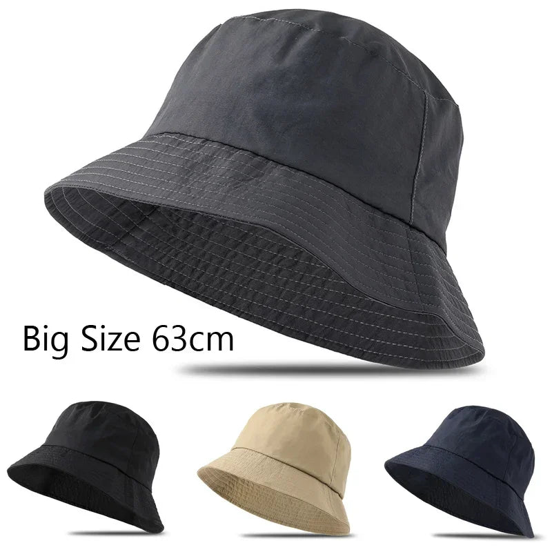 Waterproof Large Size XL62cm Sun Hat Men Women's Sunscreen Mountaineering Big Head Circumference Summer UV Protection Bucket Hat