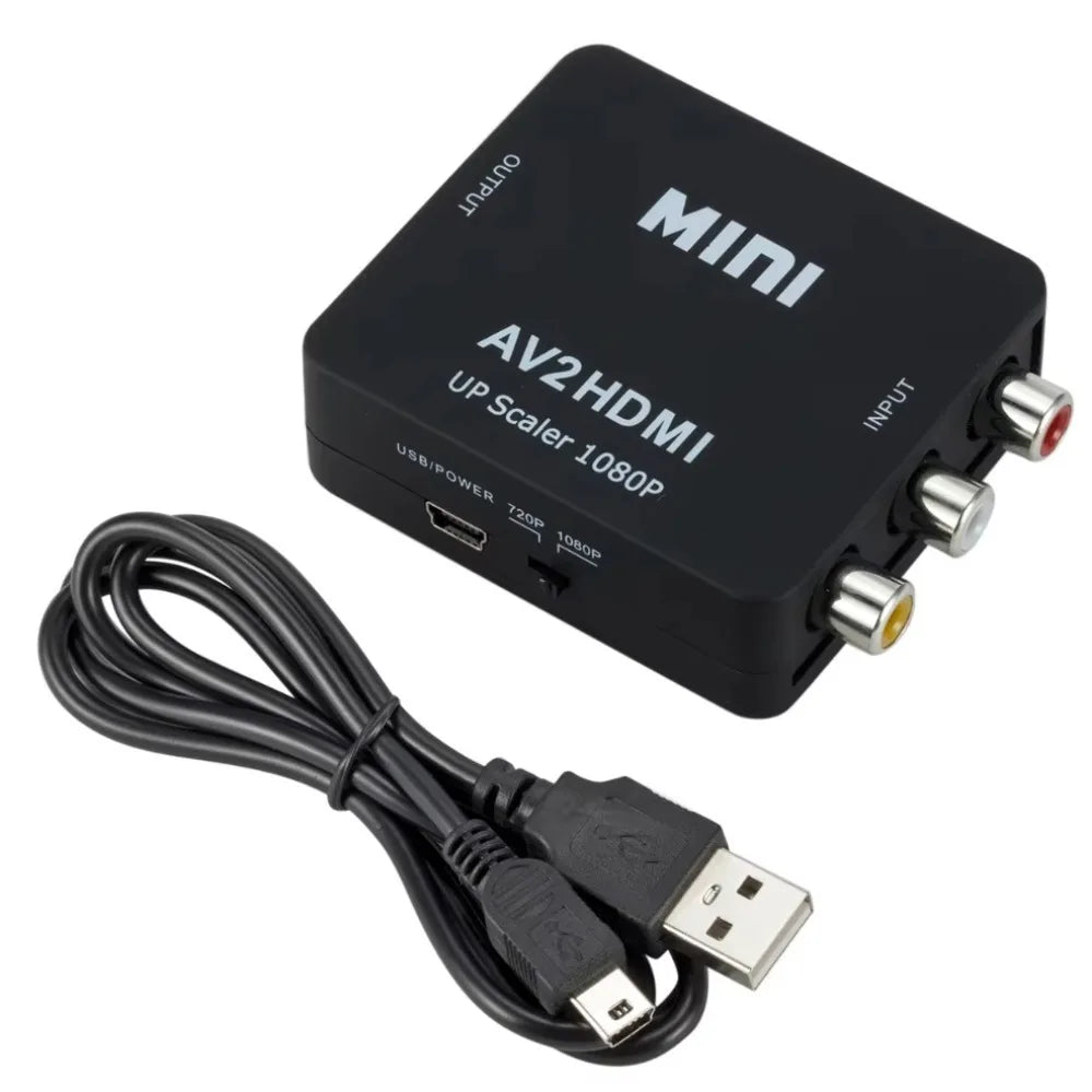 1080P RCA AV To HDMI-compatible Adapter Converter AV2HD Audio Video Cable CVBS AV Adapter with USB Cable