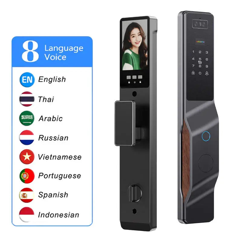 Tuya APP WIFI Remote Control Voice Intercom Smart Lock 3D Face Recognition Fingerprint Password Smart Door Lock With Camera