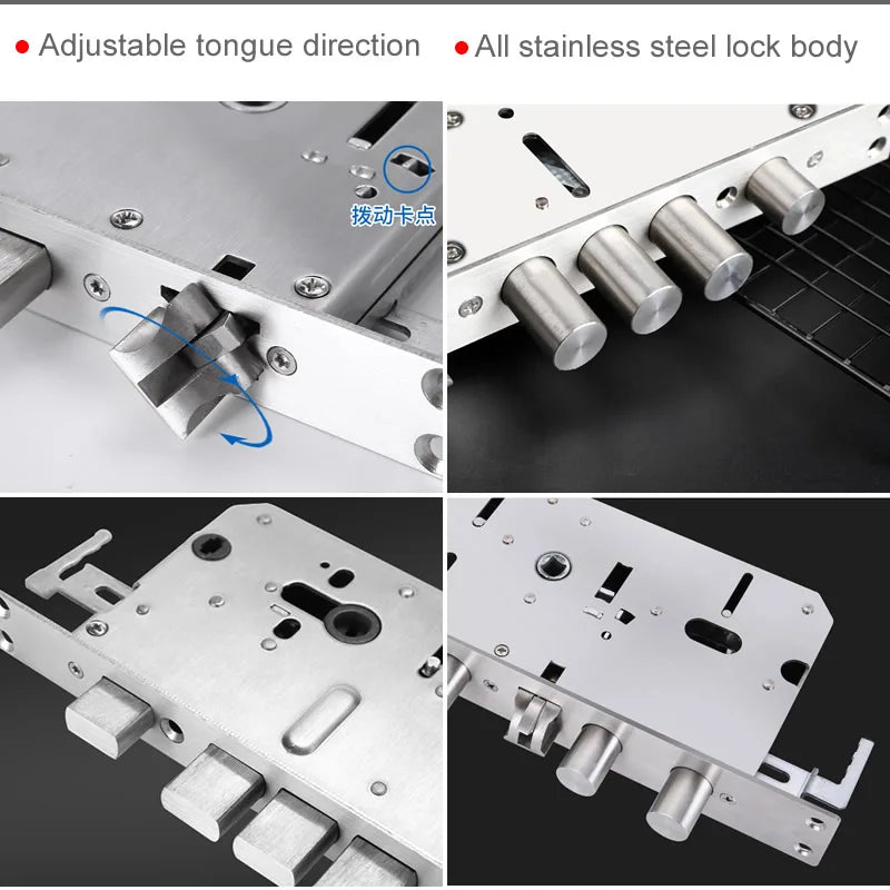 6068 304 Stainless Steel Security Door Lock Body Internal Gear Structure Anti Stuck for Smart Fingerprint Lock