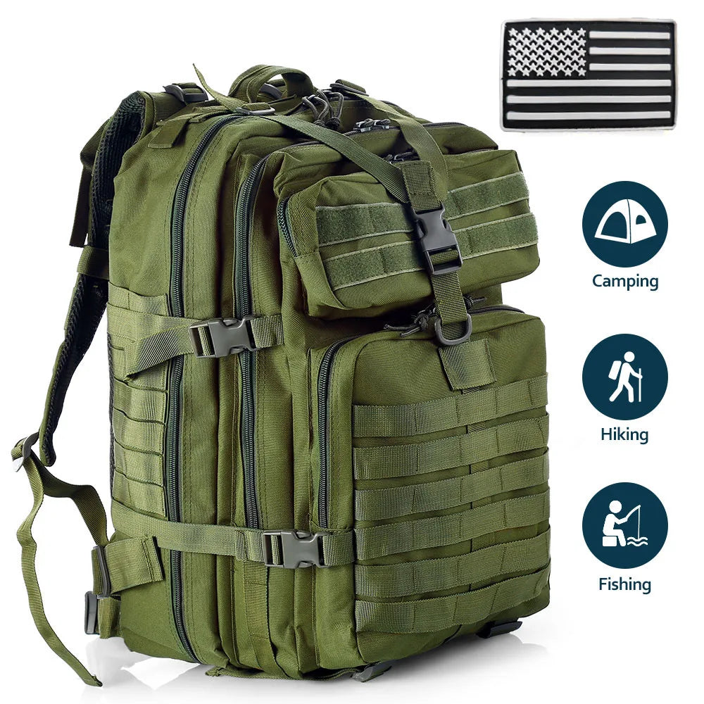 50 Liters Outdoor Tactical Dual Shoulder Large 3P Backpack Backcountry Cycling Sports Backpack Travel Attack Camouflage Multi-Fu
