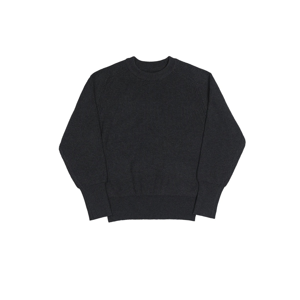 Classic Raglan Sleeve Crewneck Sweater Vintage Style Men's Wool Blend Knitted Pullover Jumper Thick