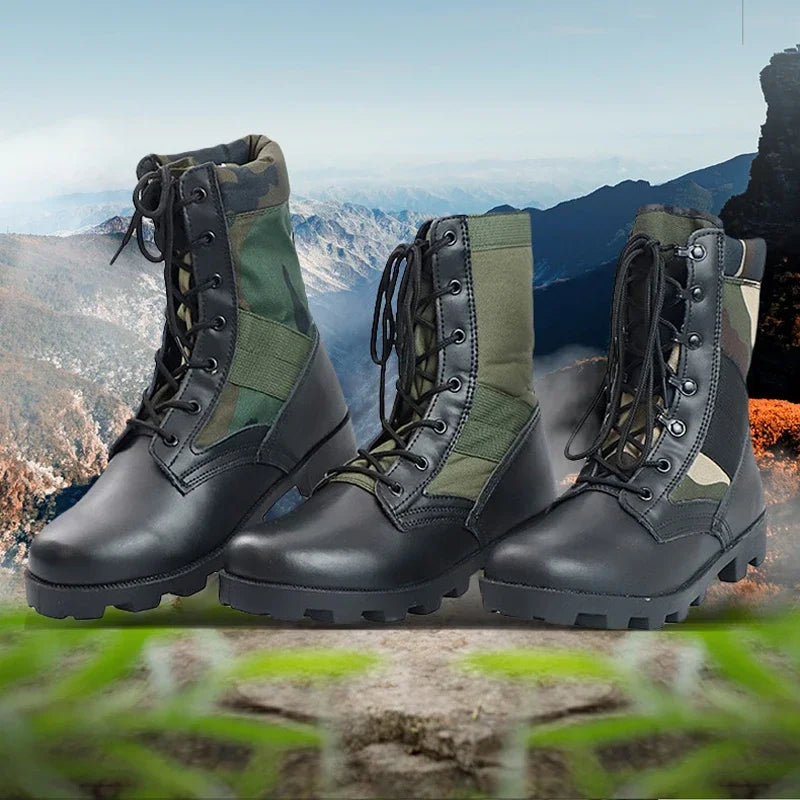 Men Boots Winter Lace Up Waterproof Outdoor Shoes Breathable Canvas Camouflage Tactical Combat Desert Ankle Boots