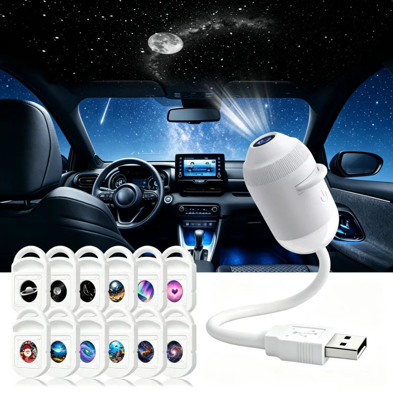 New Usb Star Sky Projector Light Romantic Galaxy Ambience Lamp Car Interior Decor Bedroom Night Light Starry Projection Lamp