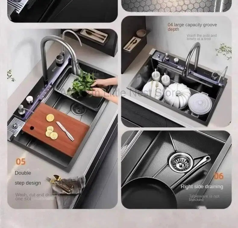 Smart Creative Kitchen Sinks for Apartments Modern Metal Multi-functional Sinks Luxury Household Kitchen Sinks for Rental Houses