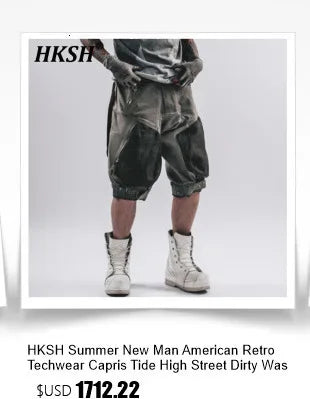 HKSH 2024 Spring Autumn Winter New Men Tide Punk Techwear Short Overcoat Jacket Fashion Chic Patchwork Coats Niche Design HK2916