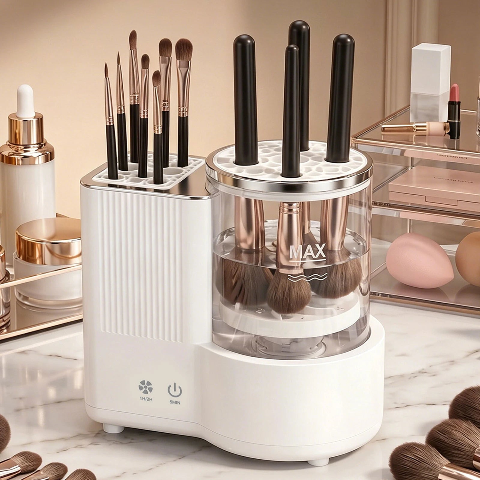 3 IN 1 Electric Makeup Brush Cleaner Machine Makeup Brush Automatic Cleaner Dryer Tool for All Size Beauty Brushes Fast Drying