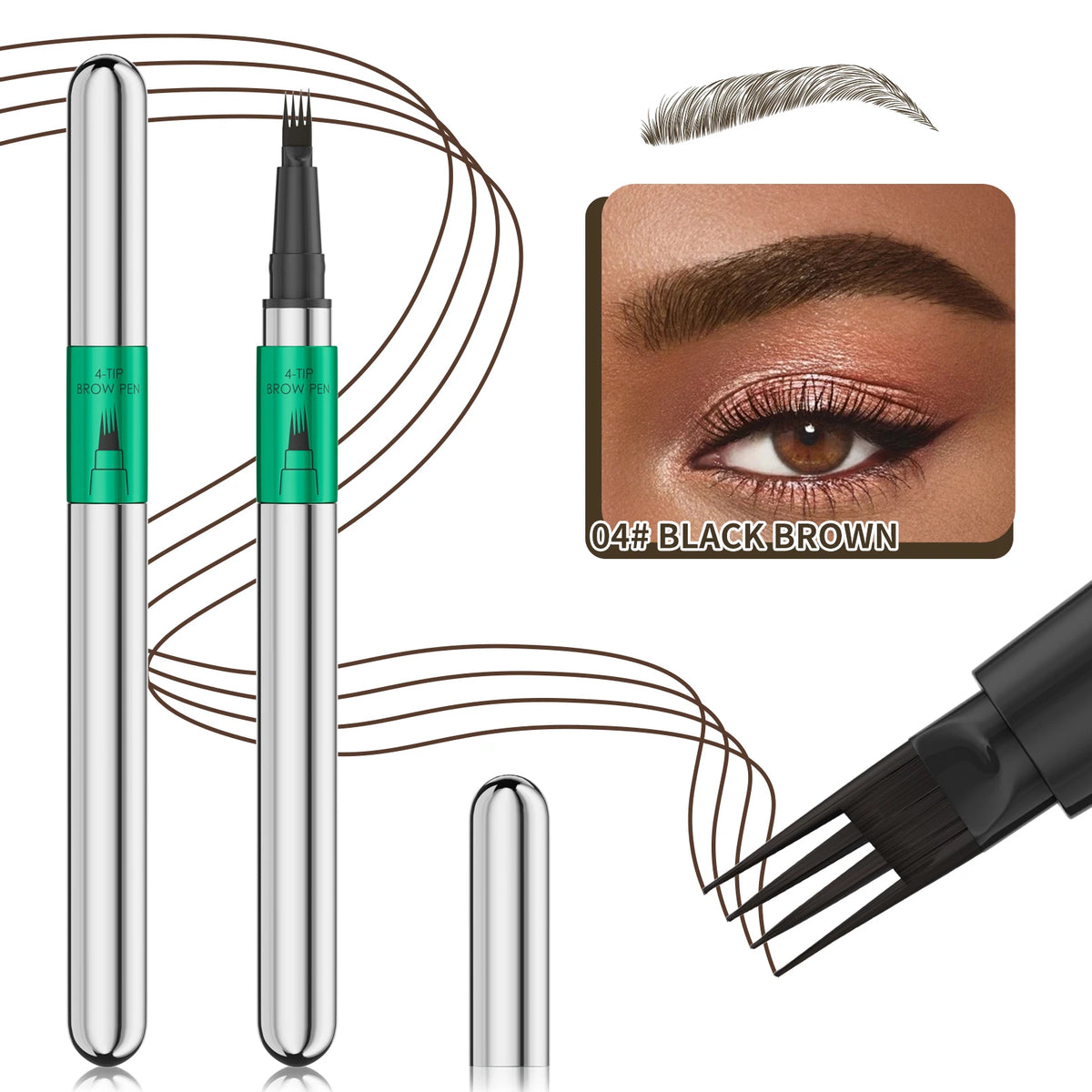 Hellokiss Waterproof Eyebrow Pen, Microblading Eyebrow Pencil With 4 Split Head, Natural Looking Brows Makeup ( 5 Colors)