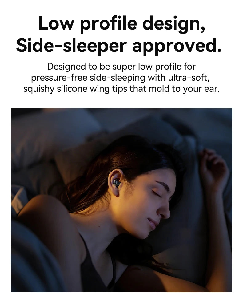 HTC NE76 Bluetooth Earphones, AI Translator Earbuds Mini Invisible Sleep Earbuds Soft Wireless Headphones Orange
