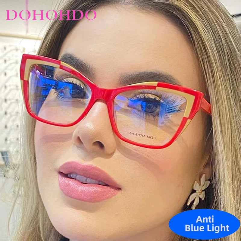 Vintage Brand Designer Cat Eye Glasses Blue Light Blocking Glasses Women Spectacle Computer Eye Protection Glass Unisex Lentes
