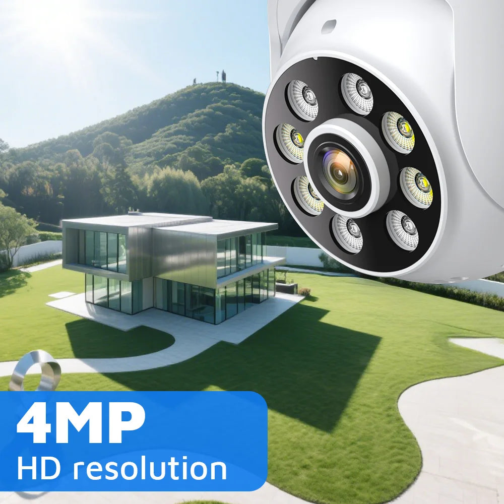 4MP 2K Wifi IP Camera HD ICsee Outdoor Surveillance Camera IP66 Waterproof Night Vision Human Detection Alert Home Security CAM