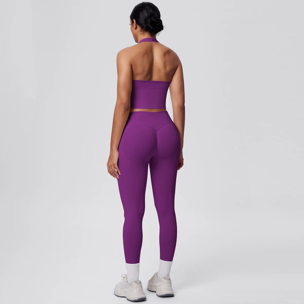 Rooftrellen 2PCS/set Women Gym Sports Yoga Set Breathable Shockproof Workout Top Backless Bra Push Up Fitness Pants Yoga Set