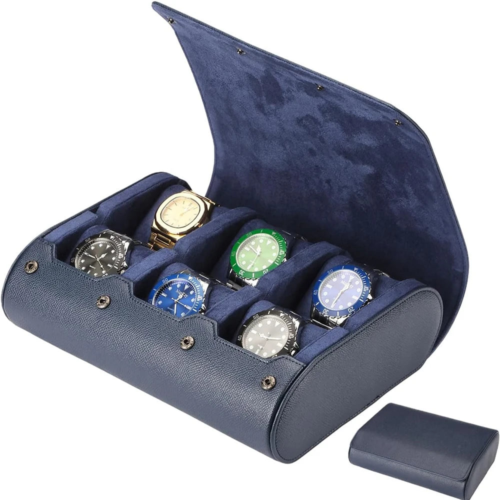 6 Watch Travel Cases for Men Watch Roll 6 Slots Travel Multifunctional Watch Display Box Cabinet Christmas Gift For Man Woman